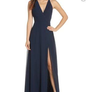 Bryce Surplice V-Neck Chiffon Evening Dress